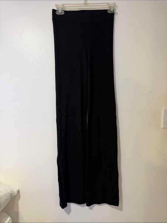 NAADAM Pants - NAADAM 100% Cashmere Black Wide-Leg Ribbed Knit Pants